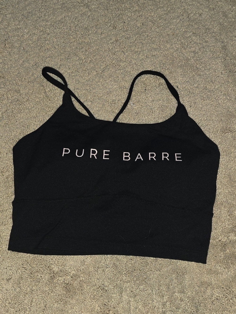 Pure Barre Black Logo Crop Bralette with Thin Straps